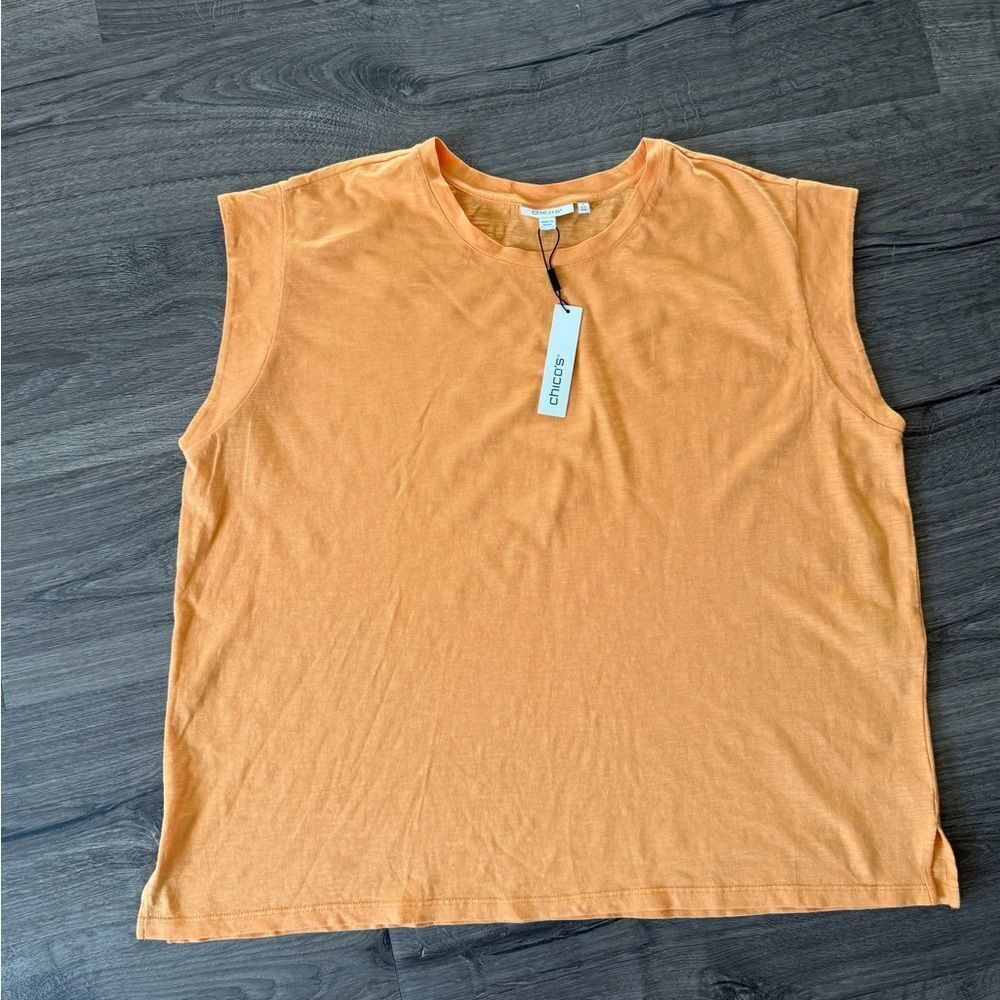 Chico’s Cap Sleeve Tee Mango Sorbet Women’s size XXL